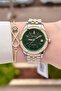 Dial Green Strap Gold Silver Color 34 mm Women's Wristwatch - 3