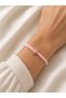 Macrame Braided Clover Model Round Bracelet Light Pink