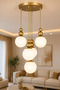 Snowman 5-Piece Pendant Lamp ✨   Antique Body with White Glop Glass ✨ Ceiling Mounted Living Room Chandelier Glass Chandelier ✨   Modern Chandelier Models Lighting Ceiling Lighting Living Room Chandelier Metal Body Tray Chandelier