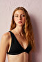 Black Basic Deep V-Neck Bikini Top