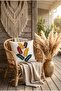 Buldan Handmade Tasseled Cushion Cover |   Başak Patterned Natural Textured Bohemian Pillow - 42X42 cm - 6