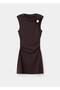 Asymmetrical Neckline Dress with Metal Details - 3