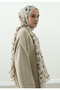 Tiny Blooms Patterned Cotton Viscose Shawl Beige - 3
