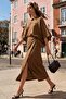 Anvelop Skirt Casual Blouse Combination Linen Double Set S.Brown 9455-Tk - 2