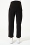 Maternity Adjustable Waist Black Sweatpants, Lycra Cotton Blend Fabric, High Waist, Front Stitching Detail - 7