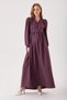 Maternity Plum Linen Dress with Lace Detail on the Sides and Front Opening Button (Nursing)