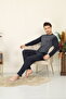 100% Cotton Single Jersey Jacquard Men's Pajama Set 1035 - 6