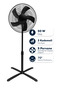 KTF-355 Siyah 16 inç Ayaklı Vantilatör 50 W, 5 Pervaneli, 3 Kademeli, 121 cm Yükseklik
