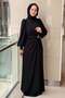 Belted Brooched Balloon Sleeve Evening Dress