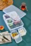 Set of 6 Striped Vacuumed Breakfast Bowls with Square Trays and Divided Lids, White - 7