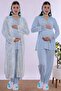 Effortt Maternity Maternity Pajama Set with Blue Dressing Gown