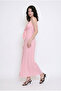 Strappy Front Tie Slit Midi Dress Pink - 4