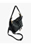 Faux Leather Straps with Zipper and Lace Detail Shoulder Bag - 4