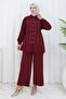 Stone Detailed Suit Burgundy 19266