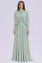Stone and Flywheel Detailed Yoryo Silk Hijab Evening Dress Light Green 1254 - 2