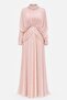 Stone and Flywheel Detailed Yoryo Silk Hijab Evening Dress Pudra 1254 - 2