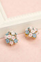 Women's Yellow Plated Colorful Mini Flower Bouquet Earrings - 2