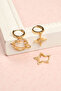Women's Steel Yellow Color Star and Saturn Planet Dangle Earrings Set - 6