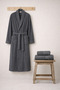 Women's Bathrobe Set 100% Cotton Certified 3-Piece Shawl Collar Bathrobe and Towel Set - Anthracite - 4