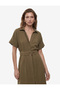 Aerobin Fabric Pocket Belted Short Sleeve Midi Shirt Dress - 2