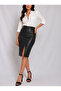 Leather Black Skirt with Front Slit - 3