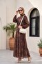 Ethnic Pattern Skirt with Segmented Lining Chiffon Dress -Brown - 3