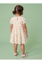 Girl's Crinkle Dress with Floral Pattern in Beige - 2