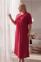 Women's Plus Size Lace Detailed 4-Button Cotton Mother's Nightgown - 4