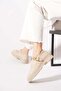 Jesica beige wrinkled women's flat shoe with money buckle - 3
