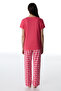 طقم بيجامة بنطلون من قطن قطع باللون الوردي الفوشيا - 6