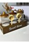 Trio Glass Jar Set with Sweet Home Writing, Spoon and Stand, 3 Pieces
