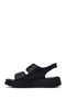Women's Black Double Buckle Thick Sole Leather Comfort Sandals 26Sfd342418 - 3