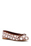 Women's Brown Monogram Patterned Genuine Leather Ballerinas, Summer Shoes 24Sfd12076F - 5
