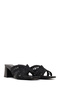 Women's Black Thick Heeled Knitted Metallic Slippers 26Sfd442232 - 2