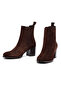 Women's Brown Thick Heeled Suede Leather Chelsea Boots 25Wfd183310 - 3