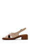 Women's Beige Ankle Buckle Short Heeled Leather Sandals 26Sfd341418 - 3