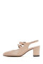 Women's Beige Open Back Buckle Stone Thick Heeled Leather Shoes 25Sfd 230618 - 3