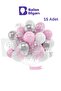 15Pcs Pink Silver Transparent Balloon Sequin Balloon Set