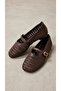 Women's Brown Knitted Patterned Strappy Buckle Ballerinas 1cm Byndrsl2611 - 6