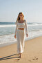 Women's Square Neck Cotton Skirted Pareo Beach Bustier Set