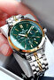 Exclusive Original Men's Wristwatch Waterproof Silver-Gold Green Color Steel Cord Dke2097C4 - 2