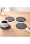 Mossra 4 Piece Lasercut Round Coaster Set 10x10cm-grey - 2