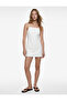 Halter Neck Bow Detail Floral Embroidered Sleeveless Mini Dress
