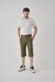 Khaki Men's Capri Breathable Zippered Minimal Embroidery Detail - 8
