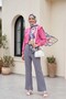 Buttoned Lycra Trousers -Grey - 2