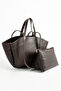 Original Luxury Soft Leather Stylish Hand and Shoulder Bag with Double Strap and Puppy Makeup Bag - 8