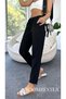 Women's Gabardine Linen Trousers with Elastic Waist, Lace-Up, Pockets, Tassel Cuffs, Summer Trousers - 3