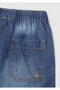 Boy's Dark Denim Back Pocket Logo Detail Drawstring Denim Bermuda Shorts - 3