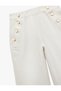 High Waist Cotton Comfortable Fit Button Detailed Wide Leg Pants - Wide Leg Jean - 6