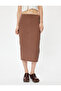Midi Pencil Skirt with Elastic Waist - 3